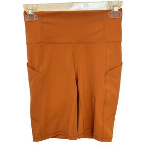 Fabletics Pureluxe Womens Bike Shorts Size XXS Pockets Orange Athletic Gym